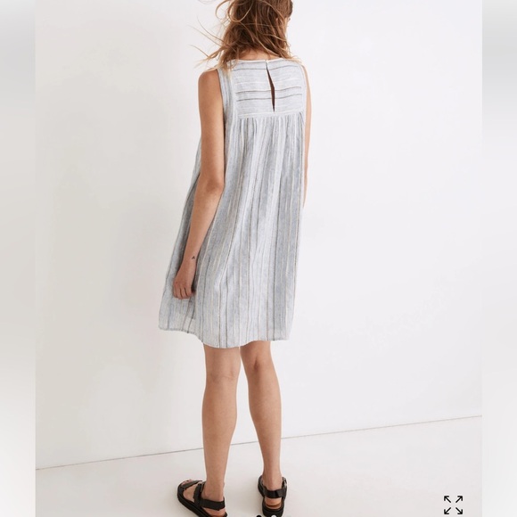 Madewell Sleeveless Yoked Mini Dress Stripe Light Blue Baby Doll Dress XXS - Picture 3 of 11